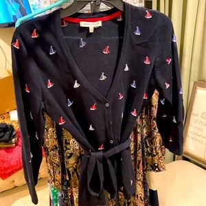 Laura Ashley sail boat print cardigan